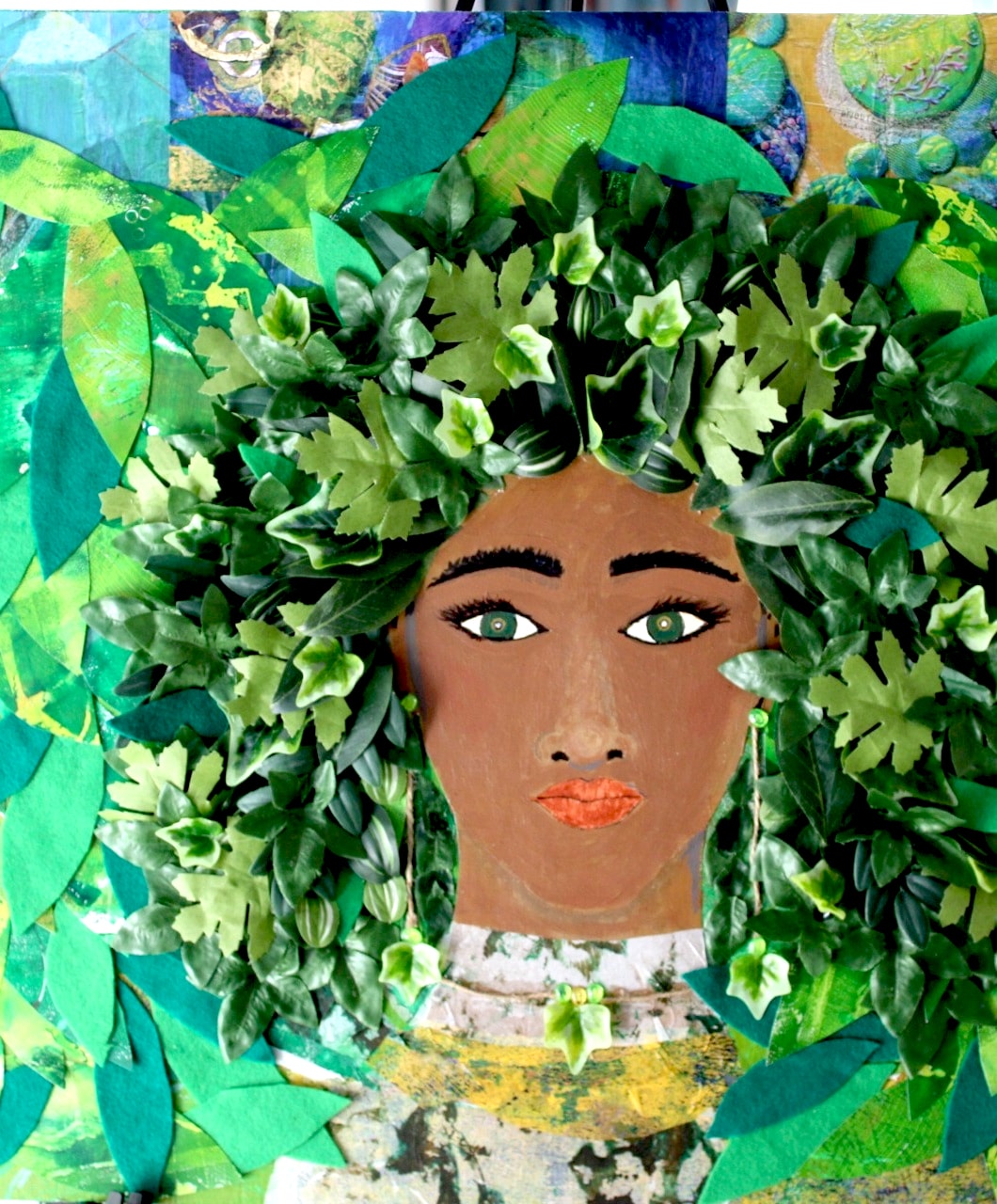 Green with Ivy — Mixed media and found material