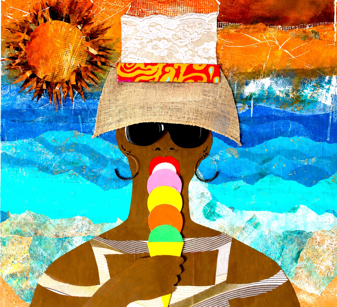 Life's A Beach — Mixed media collage
