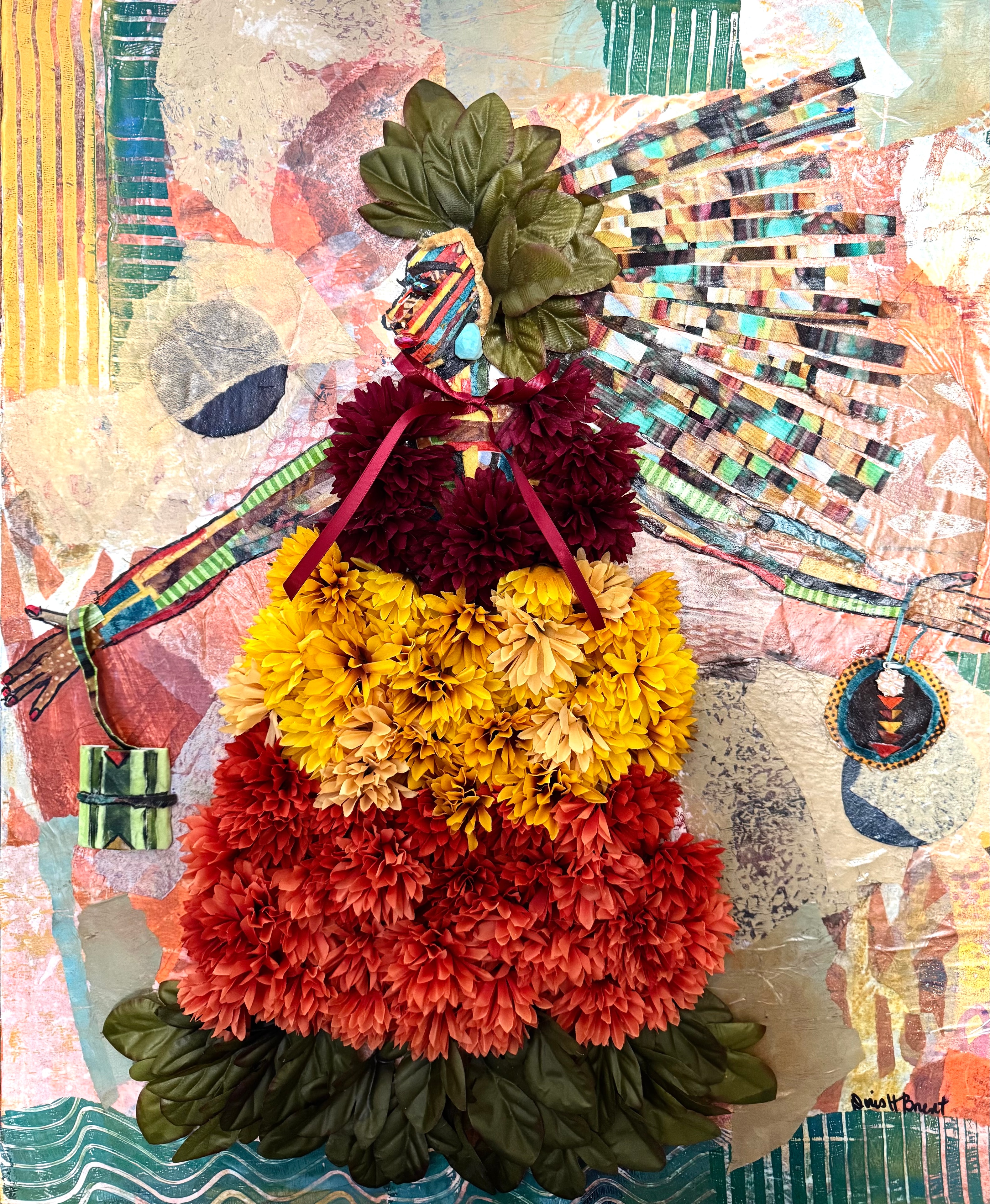 Petals of Presence — Mixed media collage